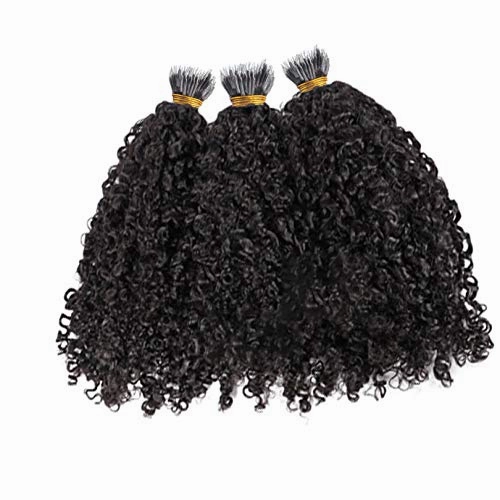 Curly Nano Ring Hair Extensions Machine Made Natural Color Remy Peruvian Hair Extensions For Women 1g/strand 8inch-26ich (22inch 100strands, Natural Color)