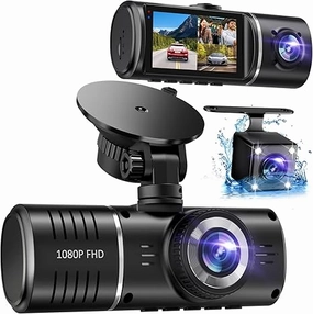 Dash Cam Front and Rear Inside, 3 Channel Dash Camera for Cars, 1080P Car Dash Cam, Triple Dash Cam, Dash Camera , Loop Recording, HDR, G-Sensor, 24Hr Parking