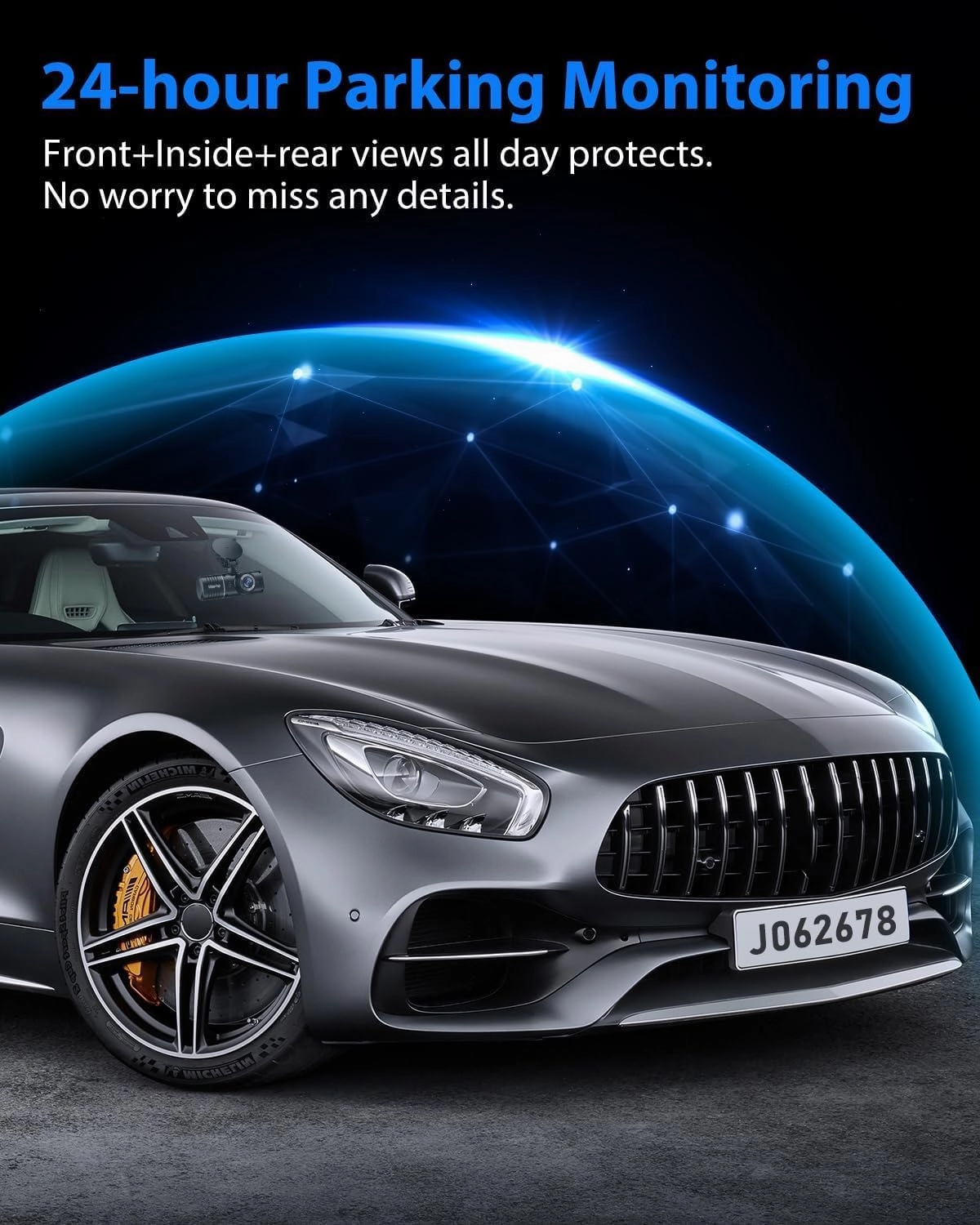 Dash Cam Front and Rear Inside, 3 Channel Dash Camera for Cars, 1080P Car Dash Cam, Triple Dash Cam, Dash Camera , Loop Recording, HDR, G-Sensor, 24Hr Parking
