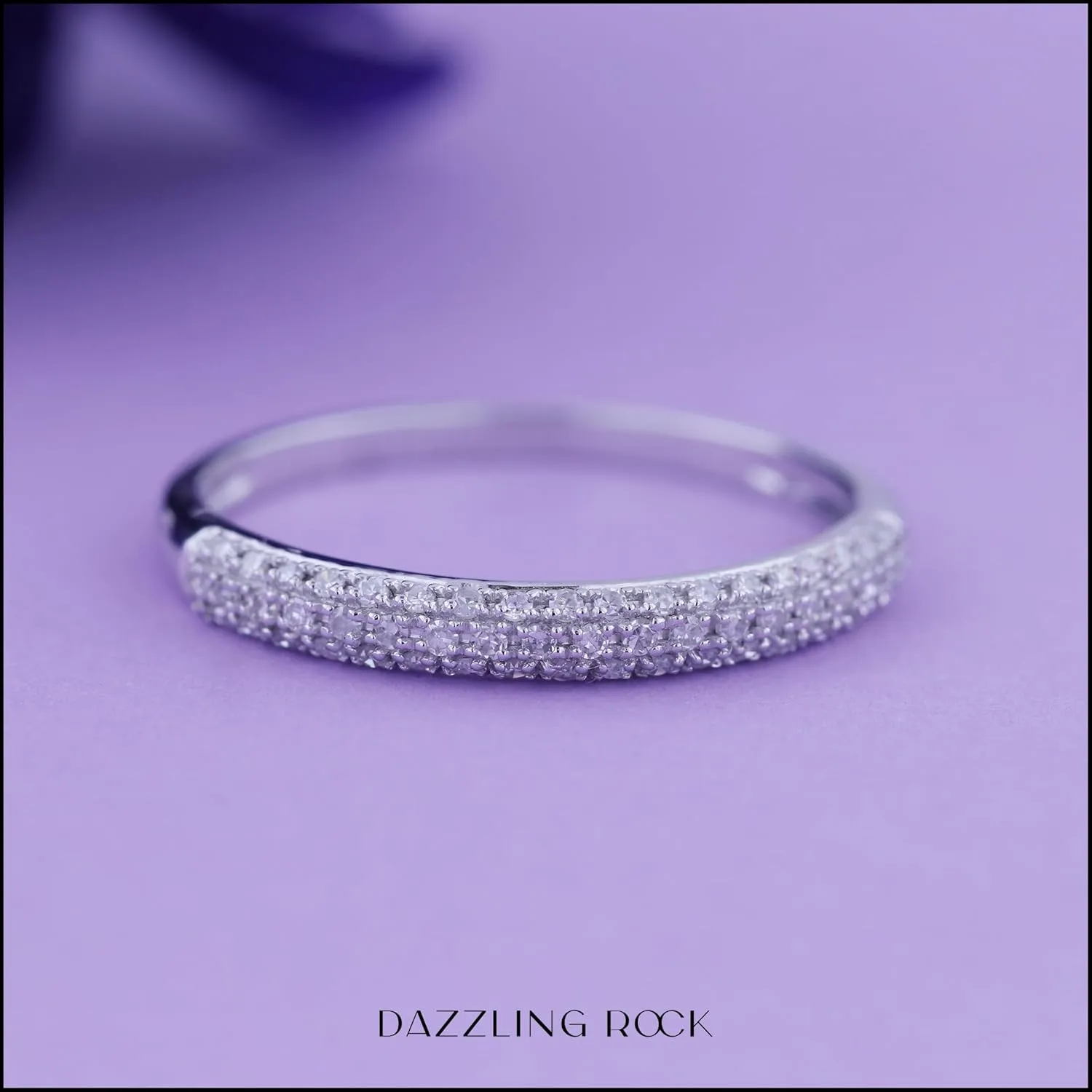 Dazzlingrock Collection 0.25 Cttw Round White Diamond 3 Row Studded Stackable Wedding Band for Women in 10K Solid Gold