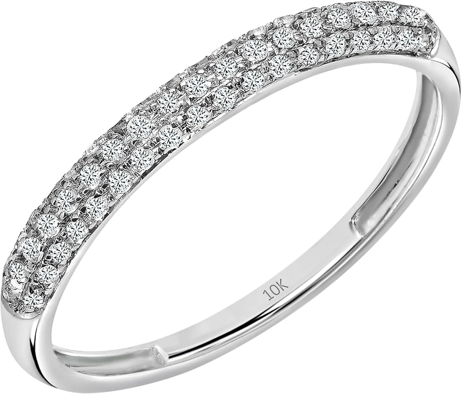 Dazzlingrock Collection 0.25 Cttw Round White Diamond 3 Row Studded Stackable Wedding Band for Women in 10K Solid Gold