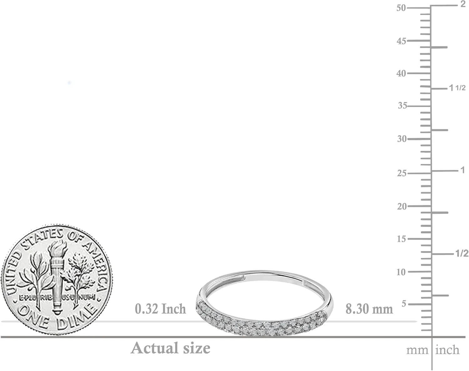Dazzlingrock Collection 0.25 Cttw Round White Diamond 3 Row Studded Stackable Wedding Band for Women in 10K Solid Gold