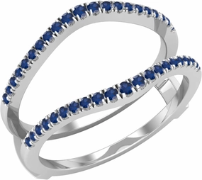 Dazzlingrock Collection Round Blue Sapphire Engagement Enhancer Guard Ring for Her in 925 Sterling Silver