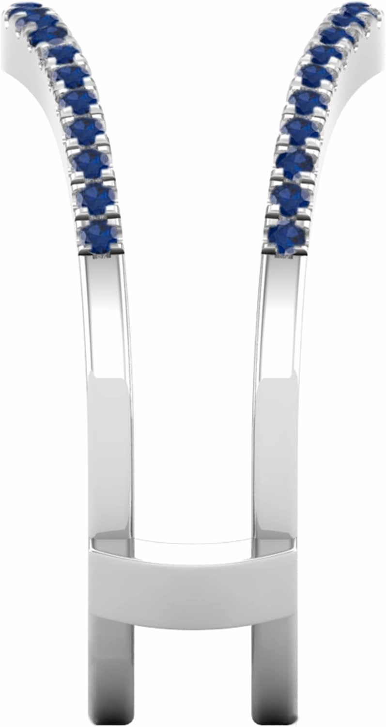 Dazzlingrock Collection Round Blue Sapphire Engagement Enhancer Guard Ring for Her in 925 Sterling Silver