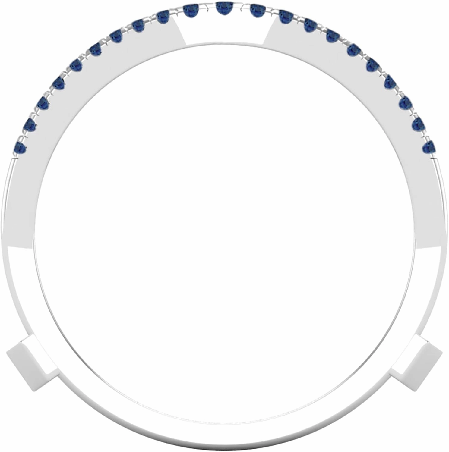 Dazzlingrock Collection Round Blue Sapphire Engagement Enhancer Guard Ring for Her in 925 Sterling Silver