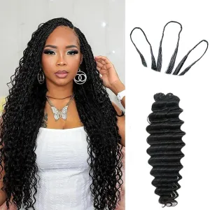 Deep Wave Knotless Pre-Separated Crochet Hair Extensions Feather Hair Extensions Deep Culry Feather Line Hair Extensions 100% Human Hair Natural Color 16 Inch 120g