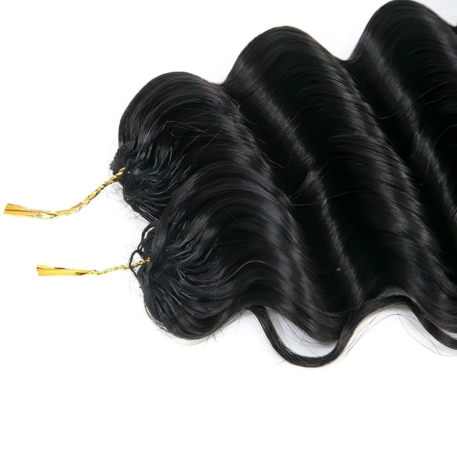 Deep Wave Knotless Pre-Separated Crochet Hair Extensions Feather Hair Extensions Deep Culry Feather Line Hair Extensions 100% Human Hair Natural Color 16 Inch 120g