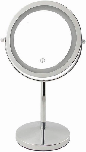 Desktop Standing Makeup Mirrors Touch Dimming Double Sided 1X,5X Magnification Bathroom Hotel 360 Rotating