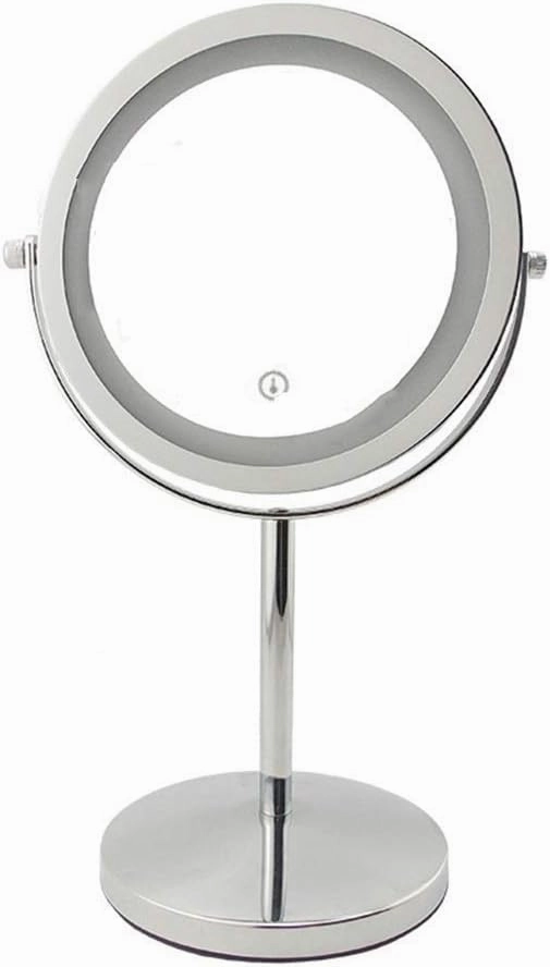 Desktop Standing Makeup Mirrors Touch Dimming Double Sided 1X,5X Magnification Bathroom Hotel 360 Rotating