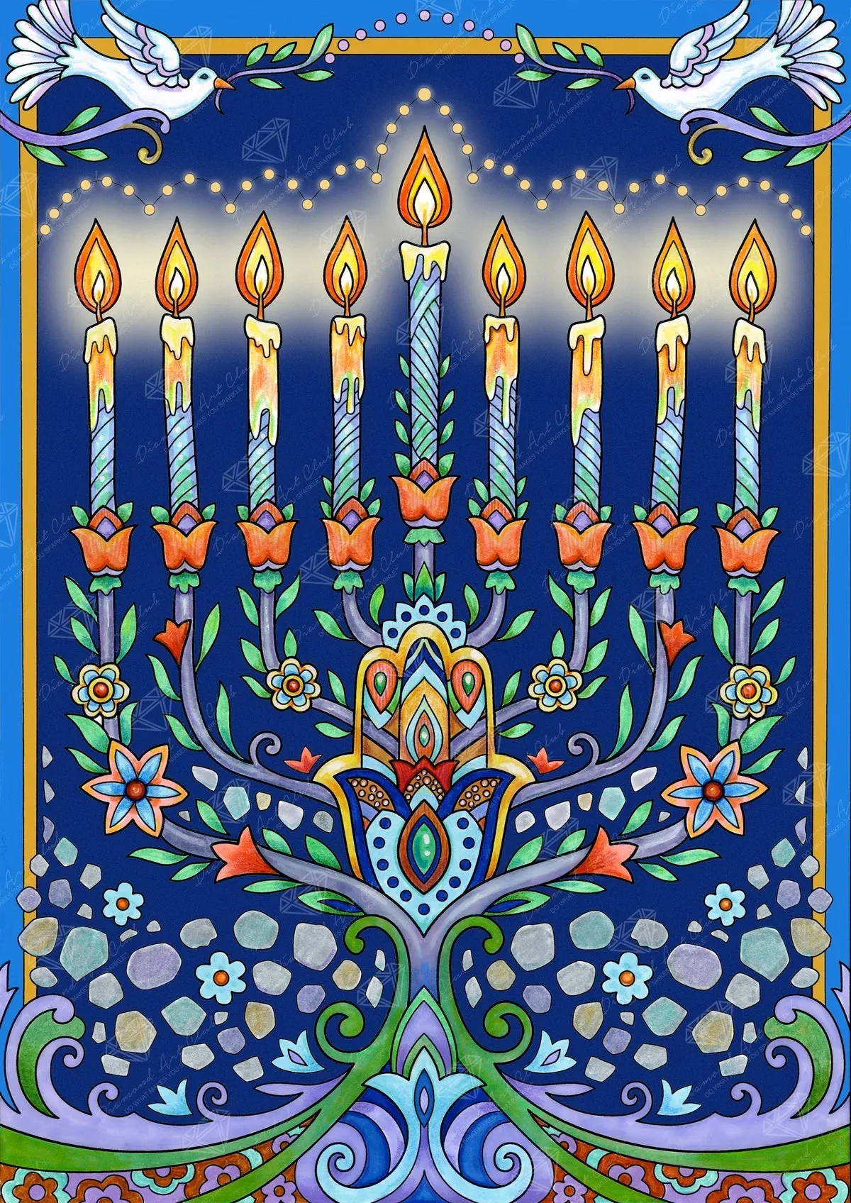 Diamond Art Club Happy Hanukkah Menorah
