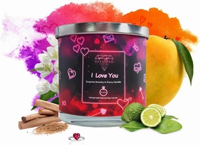 Diamond Empire I Love You Candle with Surprise Jewelry Inside (Surprise Jewelry Valued up to $3,500) 2 Wick Candle (Burn up to 120 H) Ring Size 6