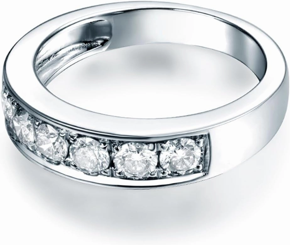 Diamond Rings For Women, 14K White Gold Rings - Real Diamond Ring, 0.60 Carat Natural Genuine Diamonds Eternity Band Promise Rings For Her Engagement Ring & Wedding Band