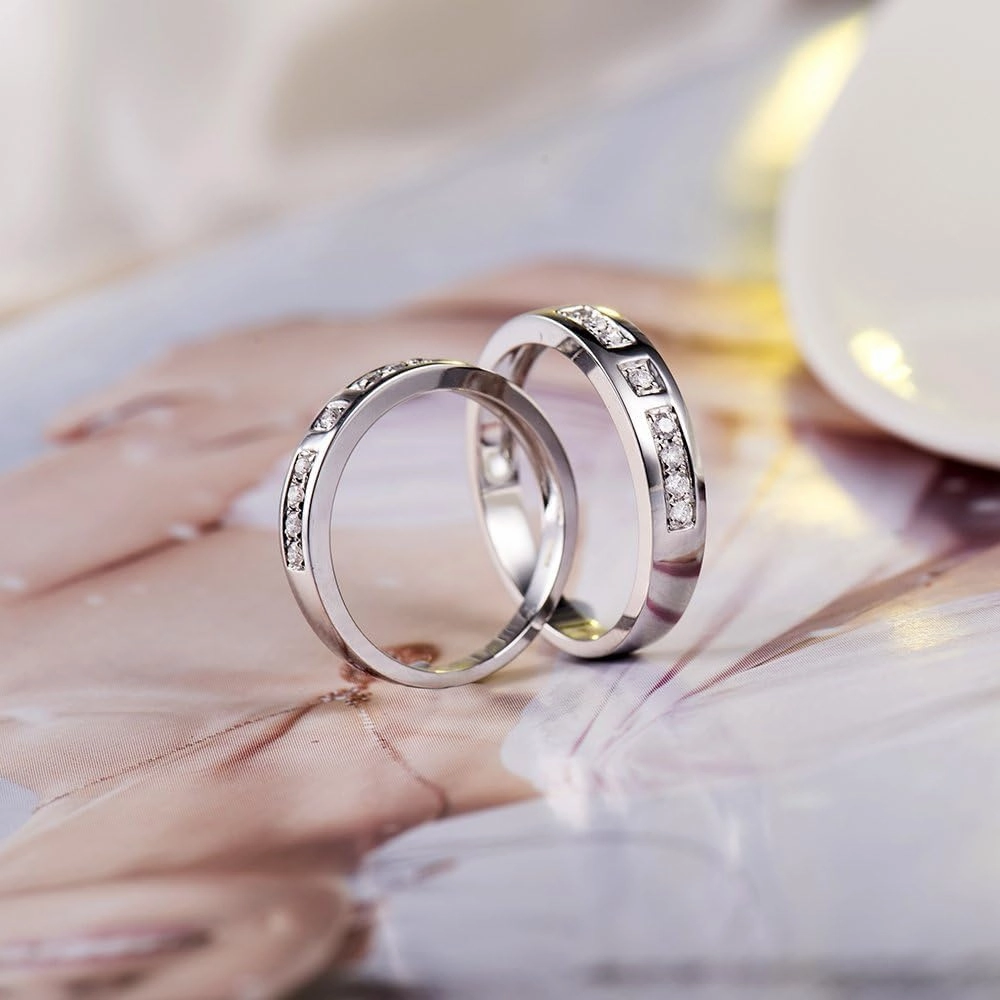 Diamond Rings For Women, 14K White Gold Rings - Real Diamond Ring, Natural Diamond Eternity Band Promise Rings For Her Engagement Ring & Wedding Band