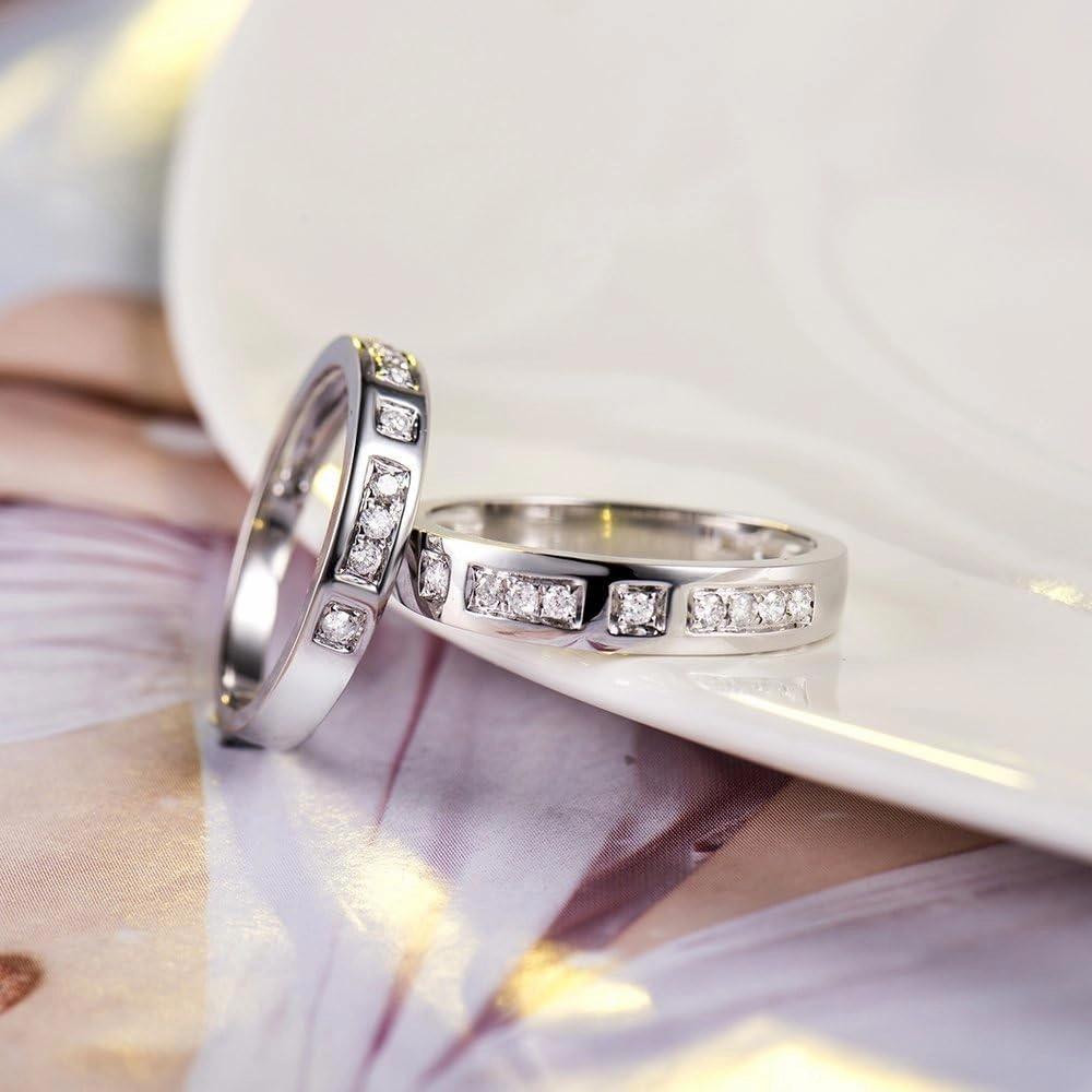 Diamond Rings For Women, 14K White Gold Rings - Real Diamond Ring, Natural Diamond Eternity Band Promise Rings For Her Engagement Ring & Wedding Band