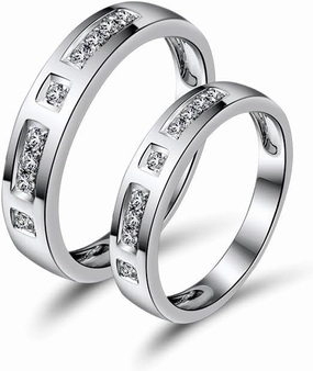 Diamond Rings For Women, 14K White Gold Rings - Real Diamond Ring, Natural Diamond Eternity Band Promise Rings For Her Engagement Ring & Wedding Band