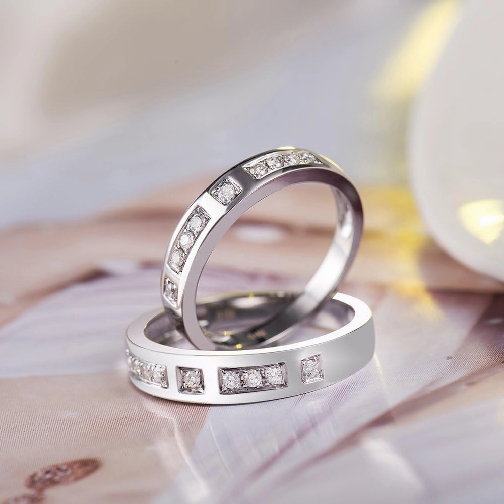 Diamond Rings For Women, 14K White Gold Rings - Real Diamond Ring, Natural Diamond Eternity Band Promise Rings For Her Engagement Ring & Wedding Band