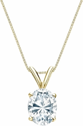 Diamond Wish 14k Yellow Gold 4-Prong Basket Oval-Cut Diamond Solitaire Pendant (1/2 cttw, H-I, I1-I2)
