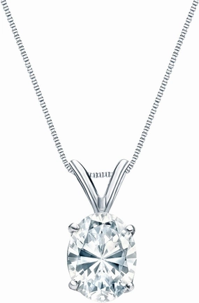 Diamond Wish IGI Certified 14k White Gold 4-Prong Basket Oval-Cut Diamond Solitaire Pendant (3/4 CTTW, G-H, SI1-SI2)