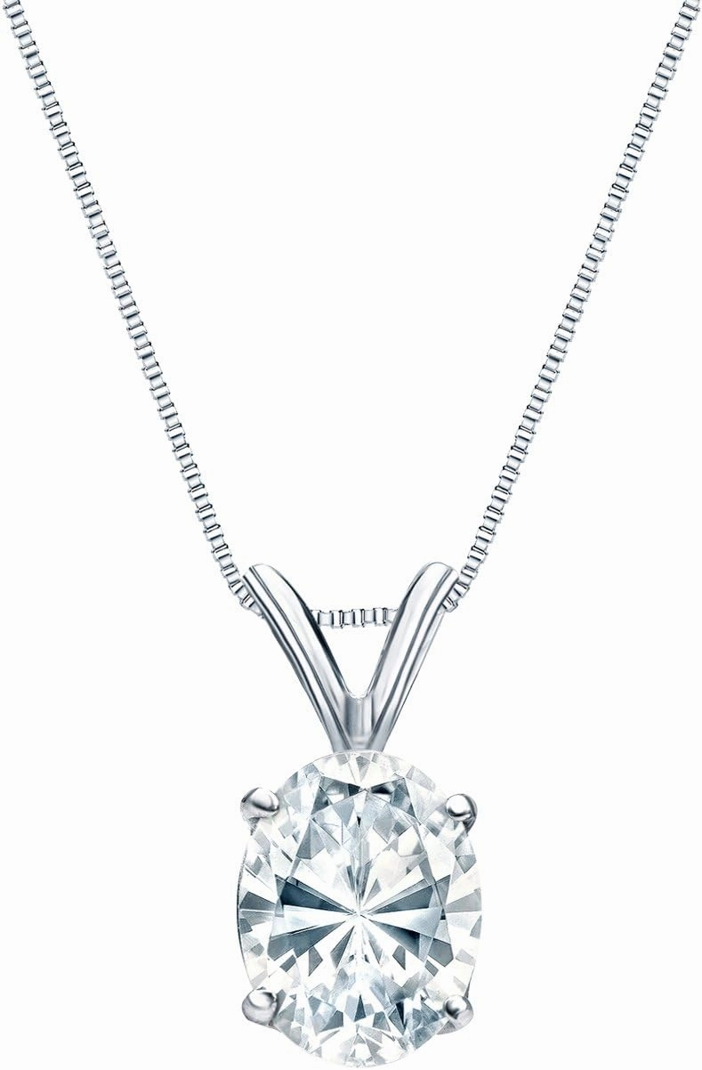 Diamond Wish IGI Certified 14k White Gold 4-Prong Basket Oval-Cut Diamond Solitaire Pendant (3/4 CTTW, G-H, SI1-SI2)
