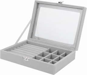 Didiseaon Organize Your Treasures Velvet Jewelry Box Flannel Lining Storage for Rings Earrings Necklaces