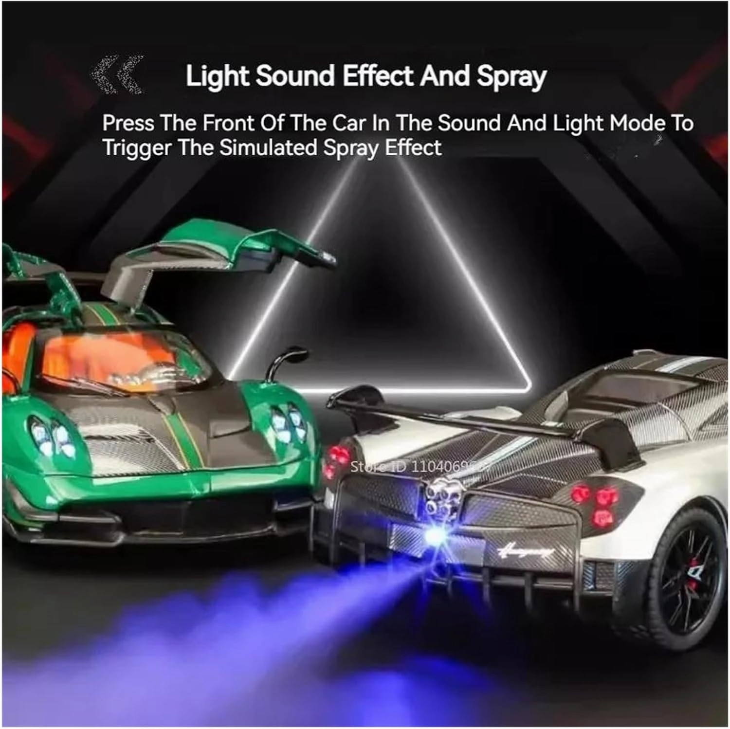 Diecast Model Cars 1:24 for Pagani Huayra Alloy Diecast Sports Cars Sound Light Opened Pull Back Spray Version Models Toy Vehicle(Green)