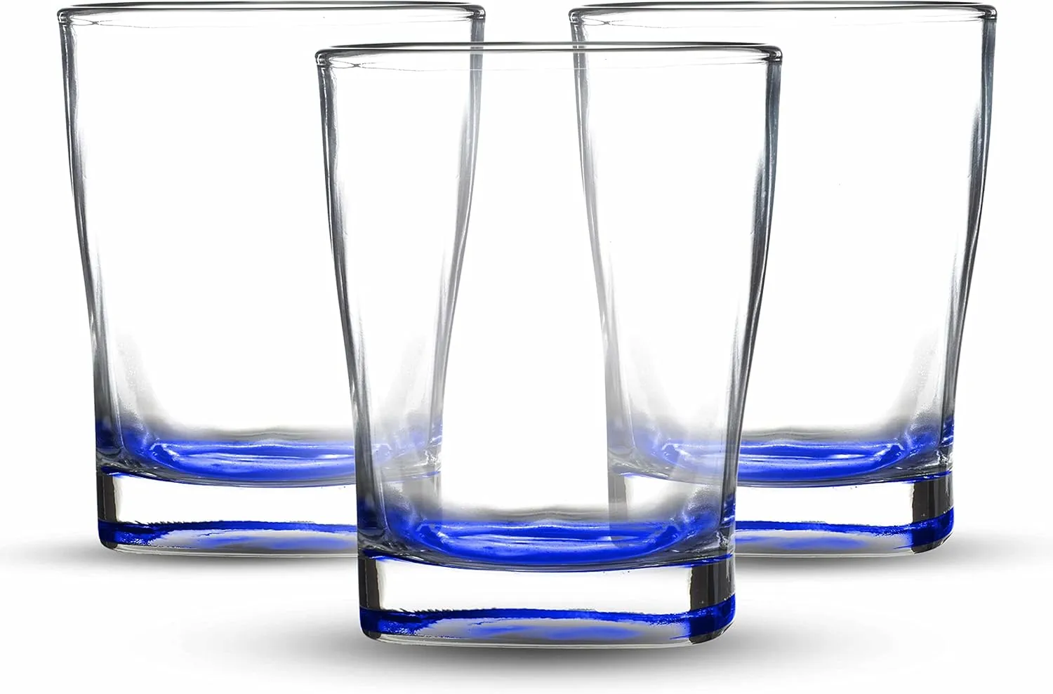 DISCOUNT PROMOS 10 Verona Whiskey Glasses Set, 11 oz. - Durable, Thick Base, Color Bottom, Barware - Blue