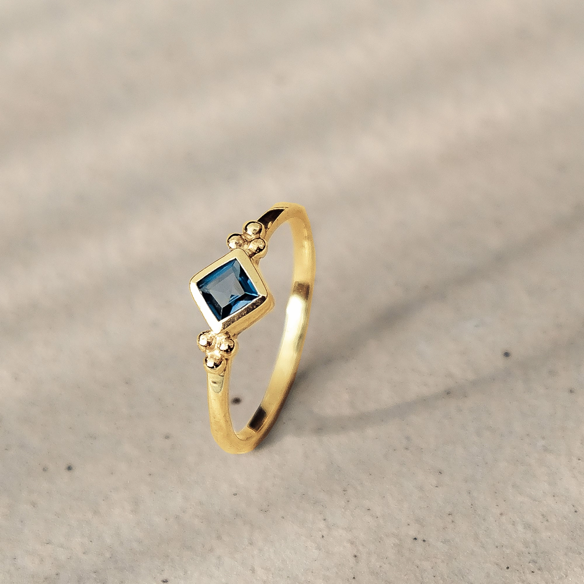 Divinity Princess Ring - Gold London Blue Topaz