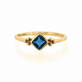 Divinity Princess Ring - Gold London Blue Topaz