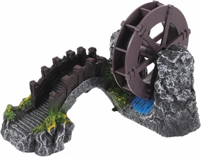DIY Handmade Mini Landscaping Bridge Water Wheel Oxygen Pump Aquarium Bridge Decor Fish Tank Supplies