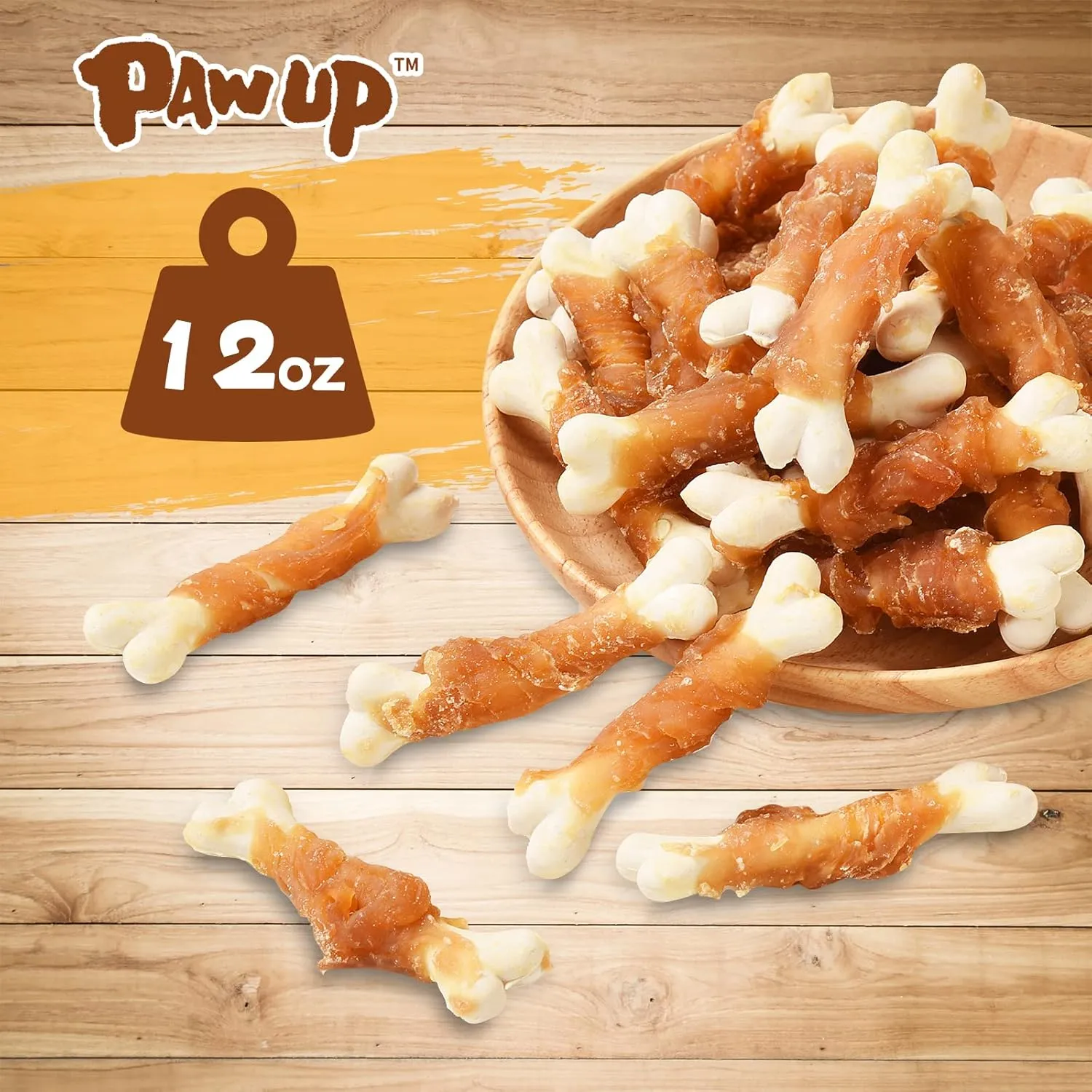 Dog Treats Chicken Wrapped Calcium Bone, Dog Chews for Small Dogs, Natural Teeth Clean w/Taurine,12.5 oz
