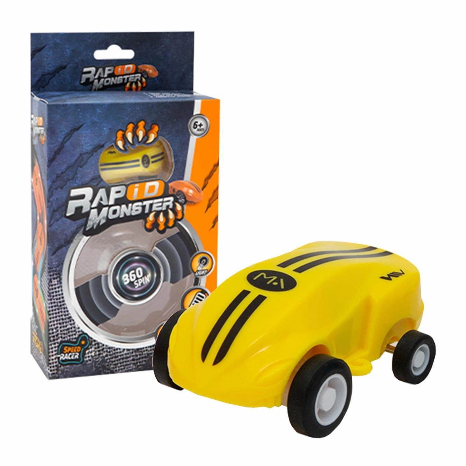 Doodle Mini Car Spinner with Flashing Lights, Yellow