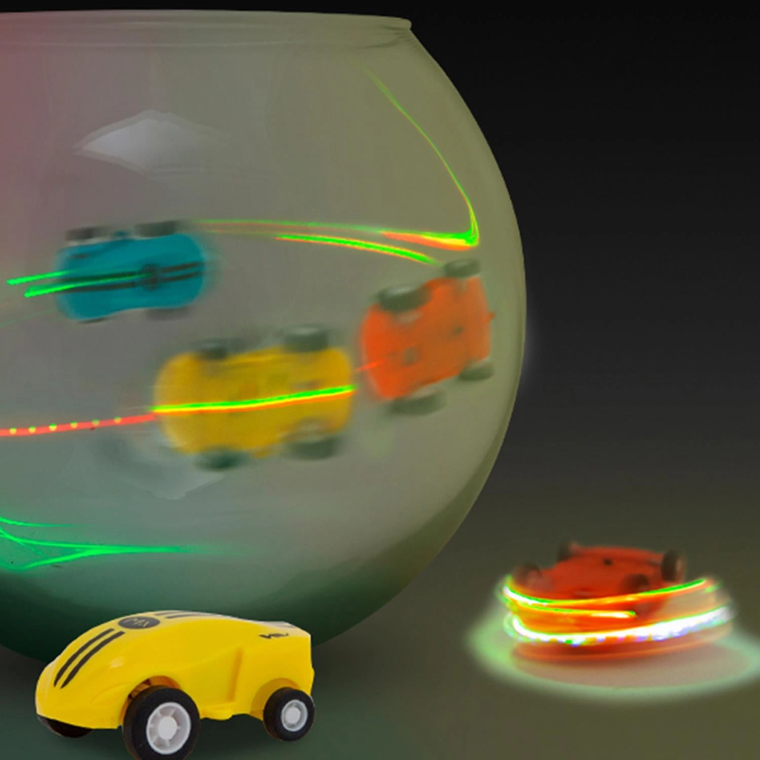 Doodle Mini Car Spinner with Flashing Lights, Yellow