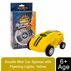 Doodle Mini Car Spinner with Flashing Lights, Yellow