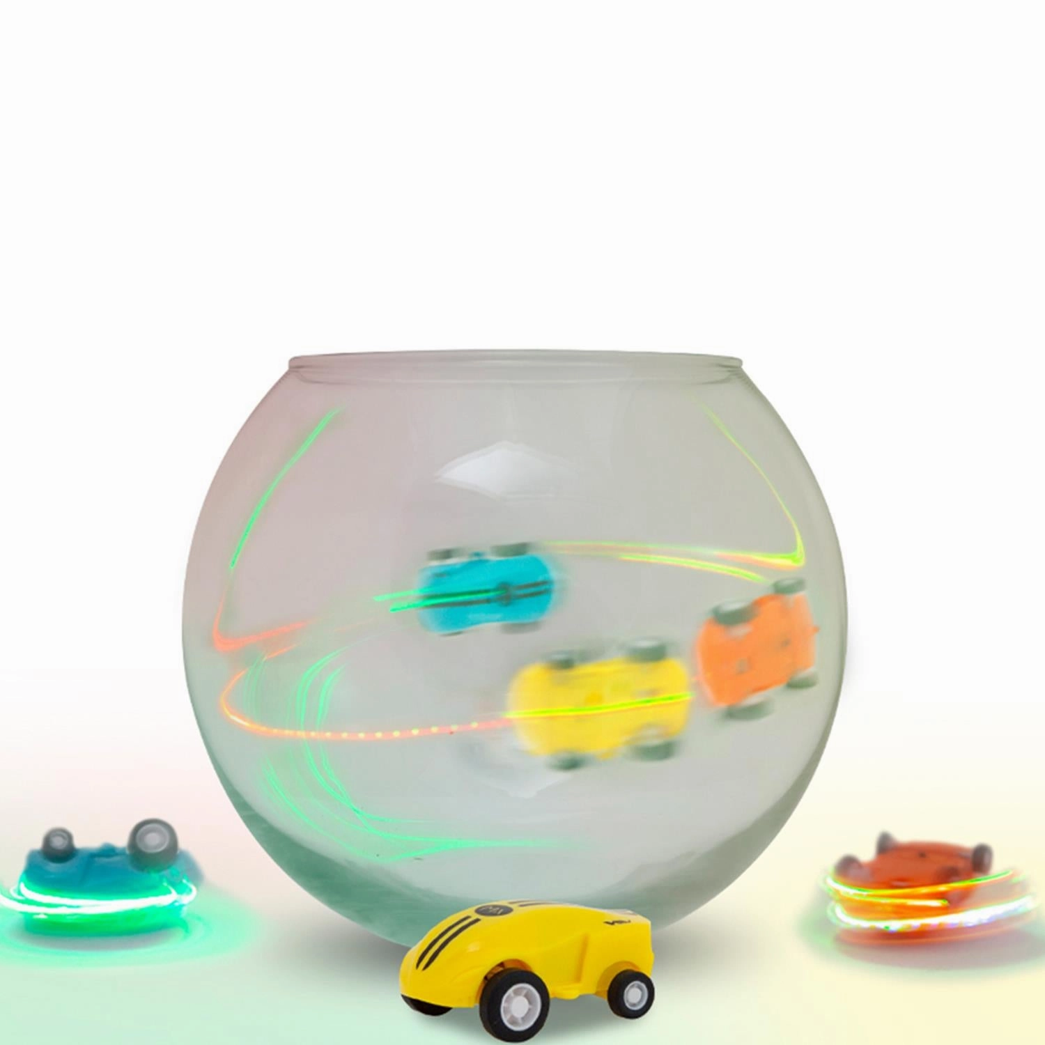Doodle Mini Car Spinner with Flashing Lights, Yellow