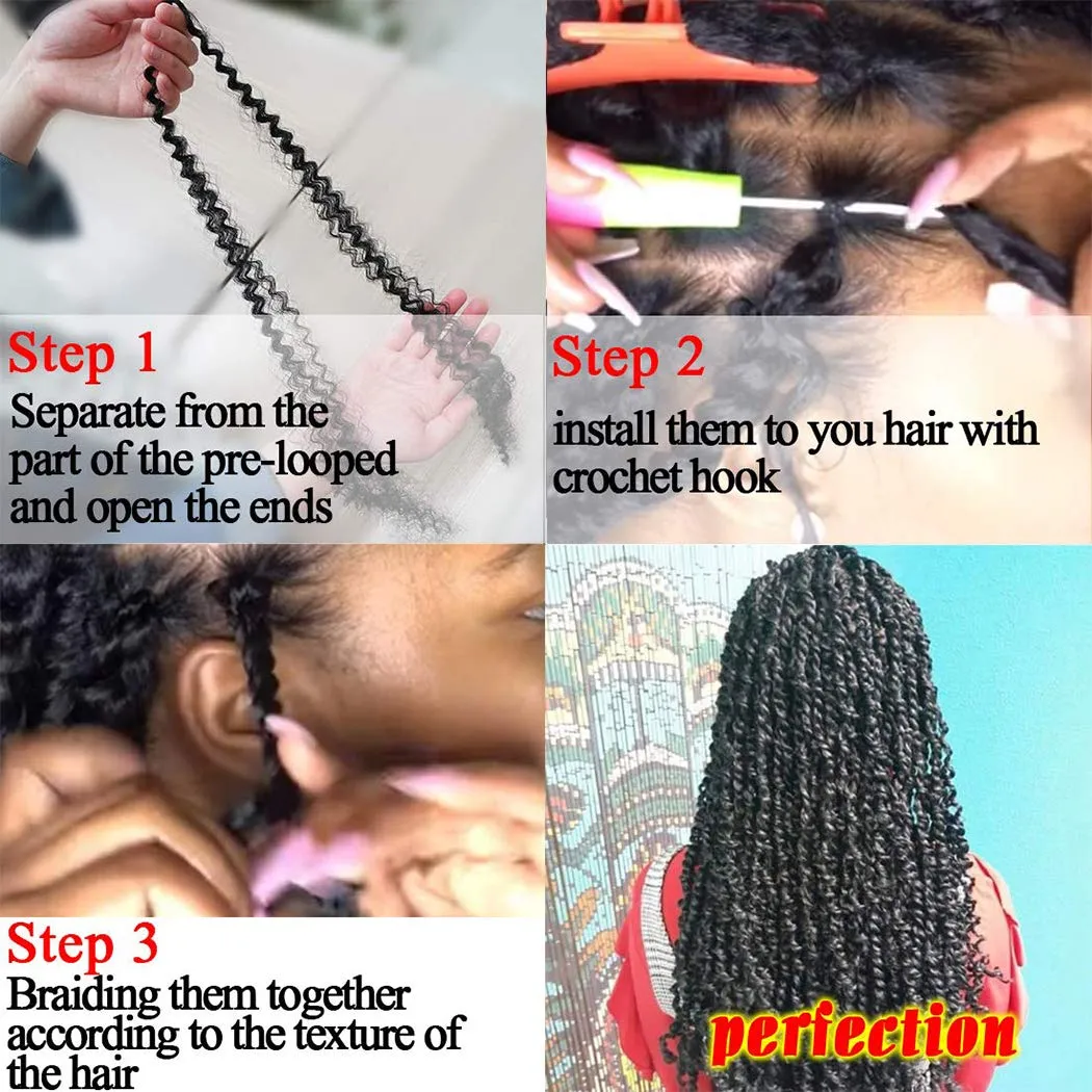 Dorsanee Ombre Brown Passion Twist Hair 18 Inch 7 Packs Water Wave Crochet Hair Long Bohemian Curly Braiding Hair for Butterfly Locs, Faux Locs, Boho Style Spring Twist Crochet Braids (T30#)