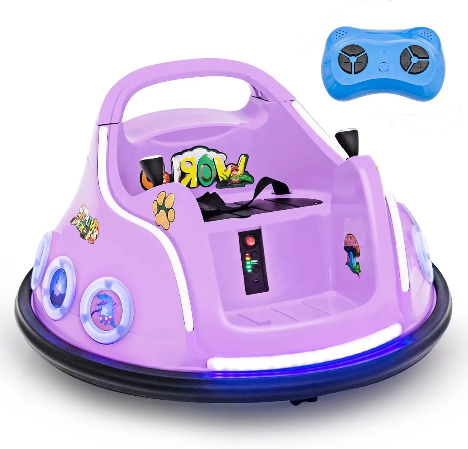 DORTALA Toddler Bumper Car, 12V Kids Electric Bumper Car with Remote Control, 360 Degree Spin, Flashing LED Light & Music, Baby Ride on Toys 3-8 Years Old, Gift for Boys Girls, Purple