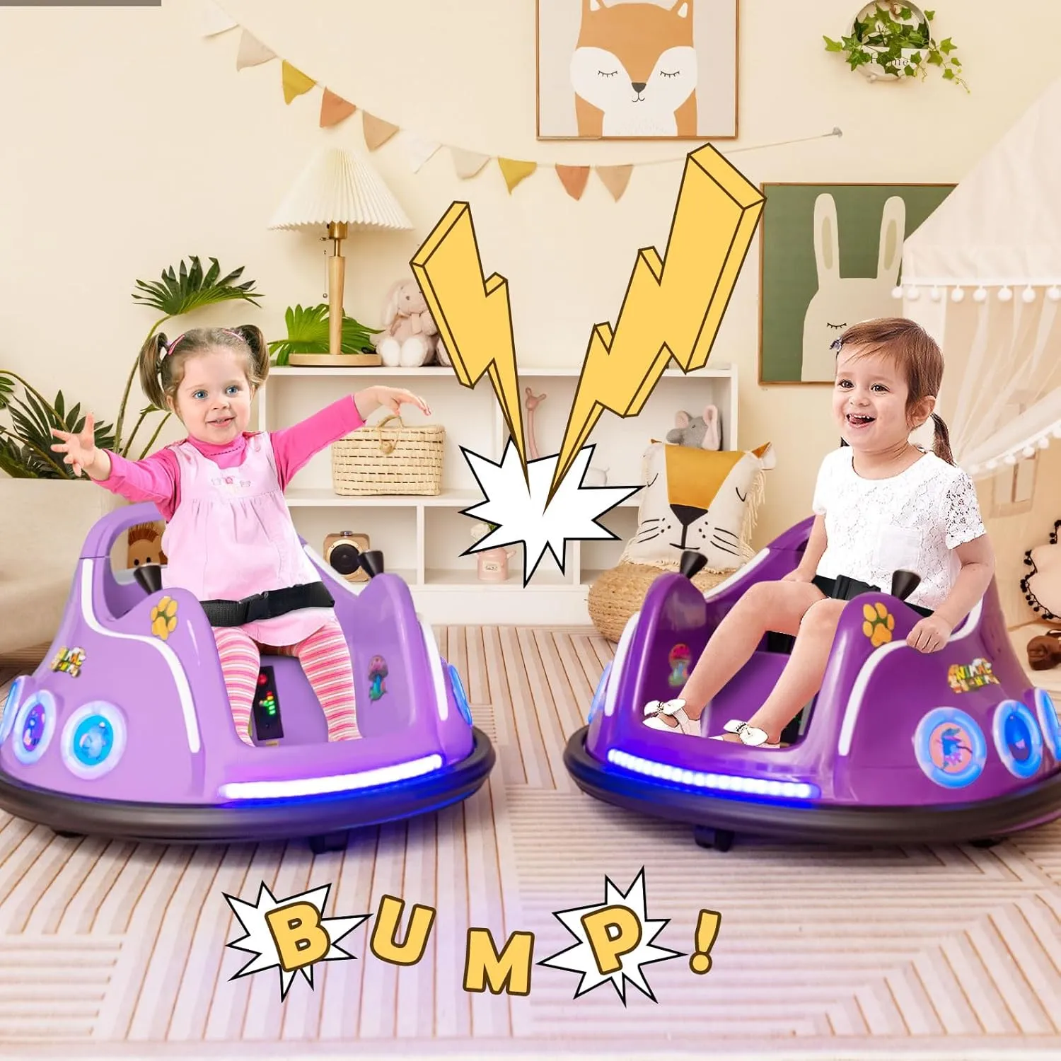 DORTALA Toddler Bumper Car, 12V Kids Electric Bumper Car with Remote Control, 360 Degree Spin, Flashing LED Light & Music, Baby Ride on Toys 3-8 Years Old, Gift for Boys Girls, Purple