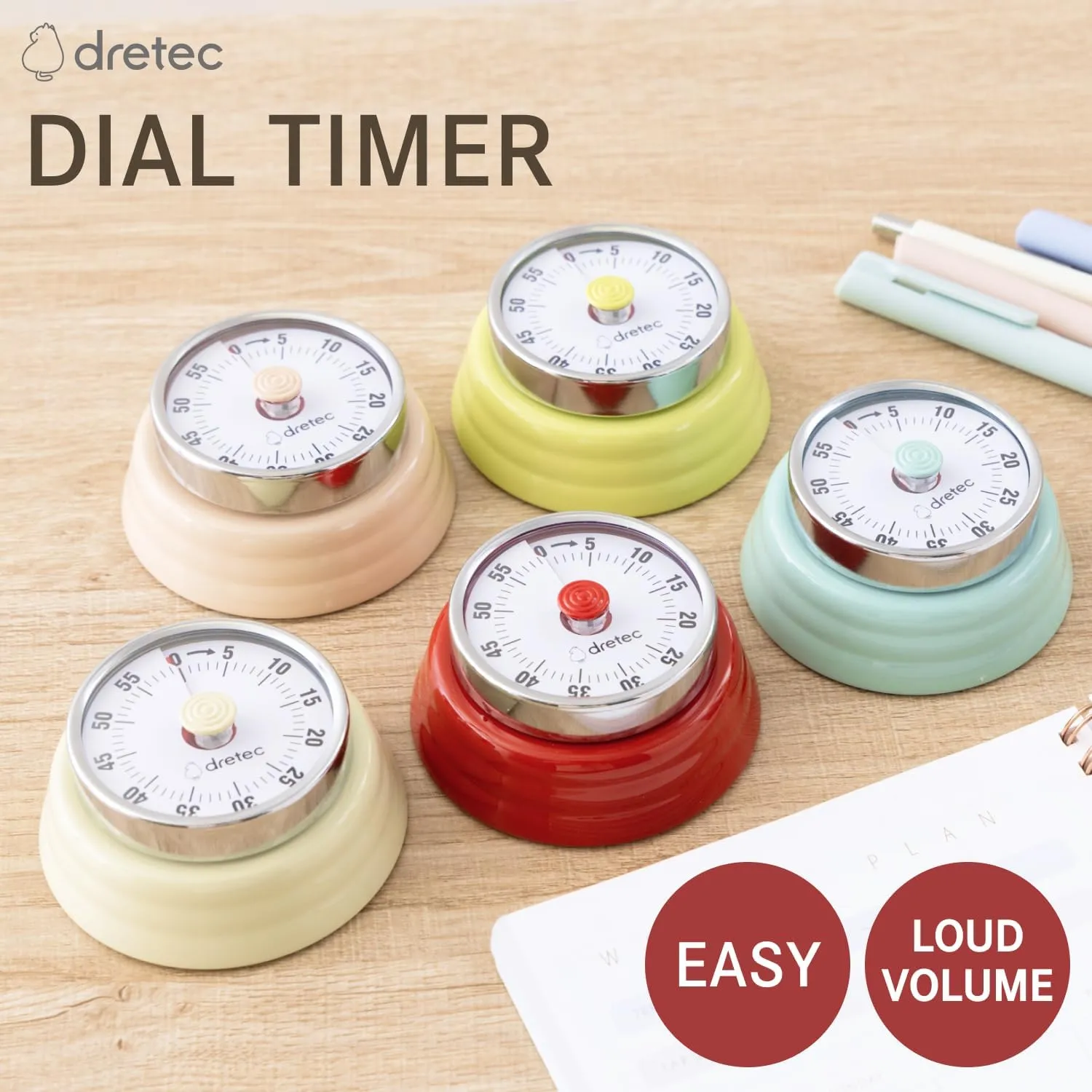 Dretec Vintage Mechanical Magnetic Countdown Timer - 60-Minute Wind-Up Timer for Cooking, Baking, Classroom, Fitness, and Teaching