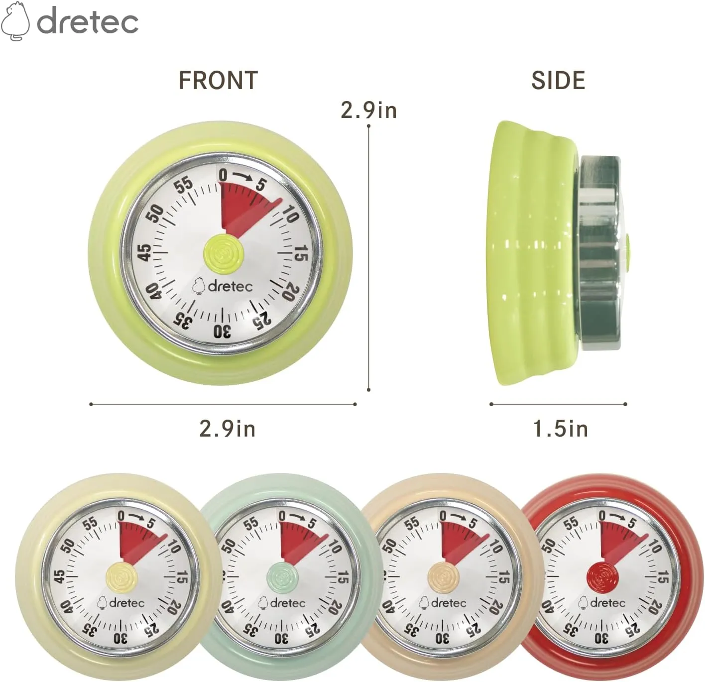Dretec Vintage Mechanical Magnetic Countdown Timer - 60-Minute Wind-Up Timer for Cooking, Baking, Classroom, Fitness, and Teaching