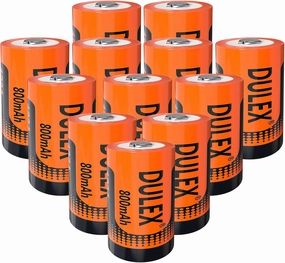 DULEX 12-Pack 3.7V 800mAH 123A Rechargeable Batteries Replacement CR123A Lithium Batteries Compatible with Arlo VMS3130 VMC3030 3200 3330 3430 3530 Security Cameras, Alarm System, Flashlight