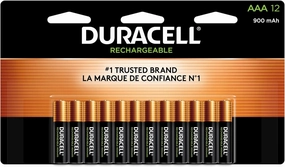 Duracell Rechargeable AAA Batteries, 12 Count Pack, Triple A Battery for Long-lasting Power, All-Purpose Pre-Charged Battery for Household and Business Devices
