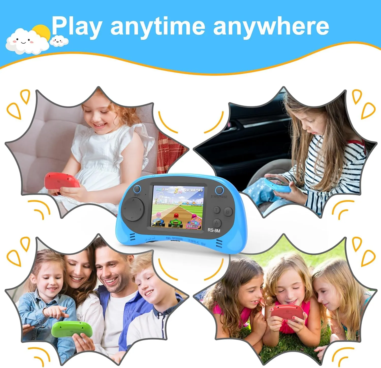 EASEGMER Kids Learning Game Console - 220 Educational Games for Ages 3-10, 2.5" HD Screen with Travel Case, Rechargeable & Durable, Perfect for Boys and Girls
