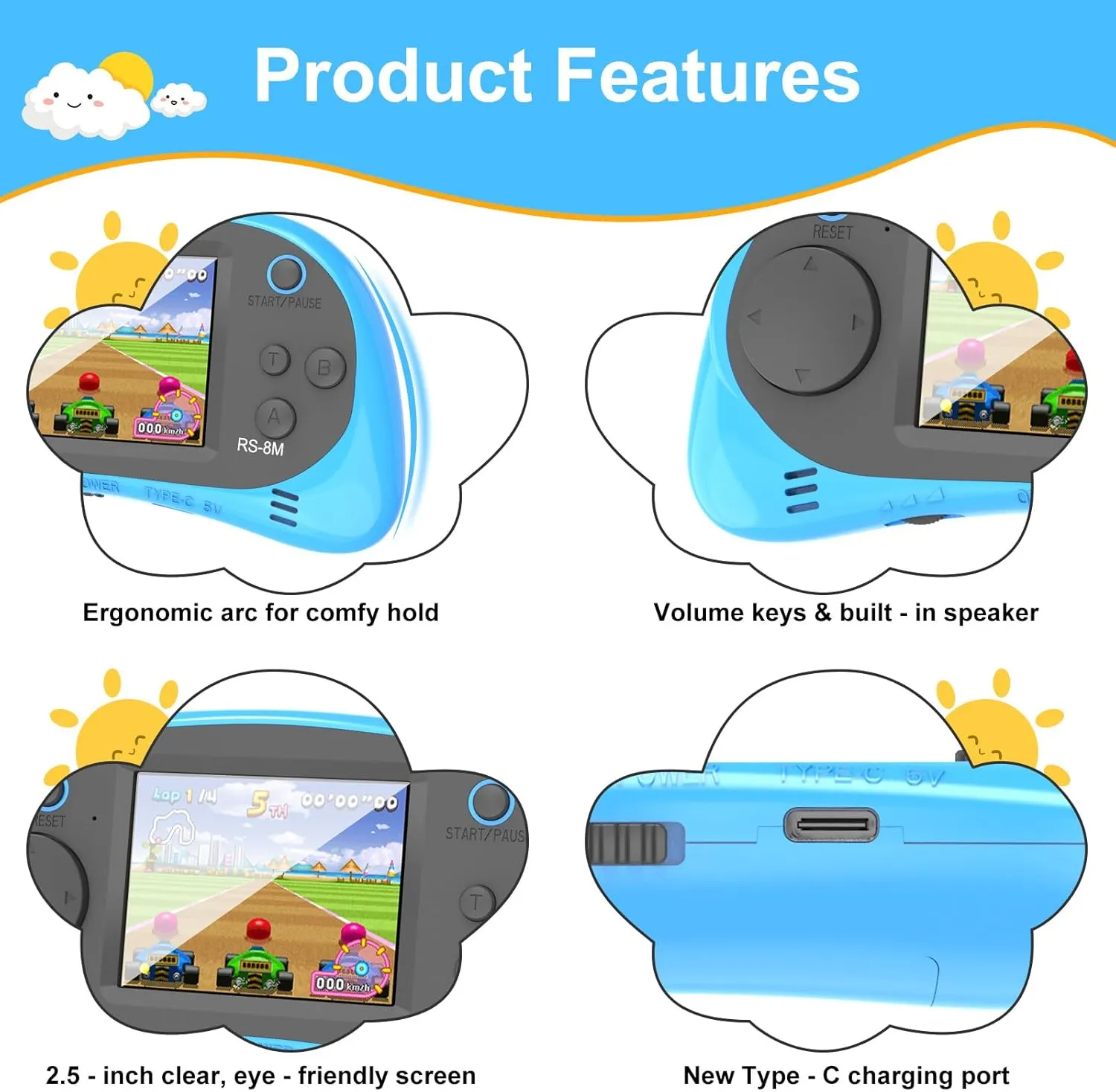 EASEGMER Kids Learning Game Console - 220 Educational Games for Ages 3-10, 2.5" HD Screen with Travel Case, Rechargeable & Durable, Perfect for Boys and Girls