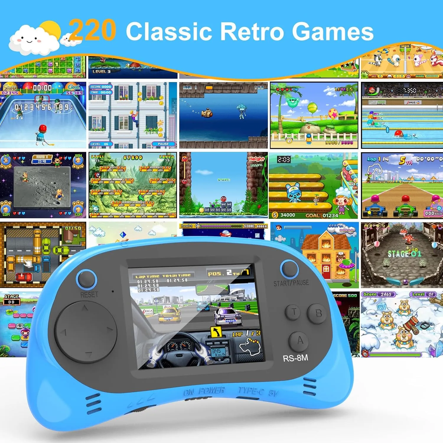 EASEGMER Kids Learning Game Console - 220 Educational Games for Ages 3-10, 2.5" HD Screen with Travel Case, Rechargeable & Durable, Perfect for Boys and Girls