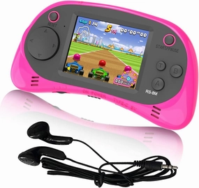 EASEGMER 16 Bit Kids Handheld Games Built-in 220 HD Video Games, 2.5 Inch Portable Game Player with Headphones - Best Travel Electronic Toys for Kids Age 3-10 Years Old Children (Pink)