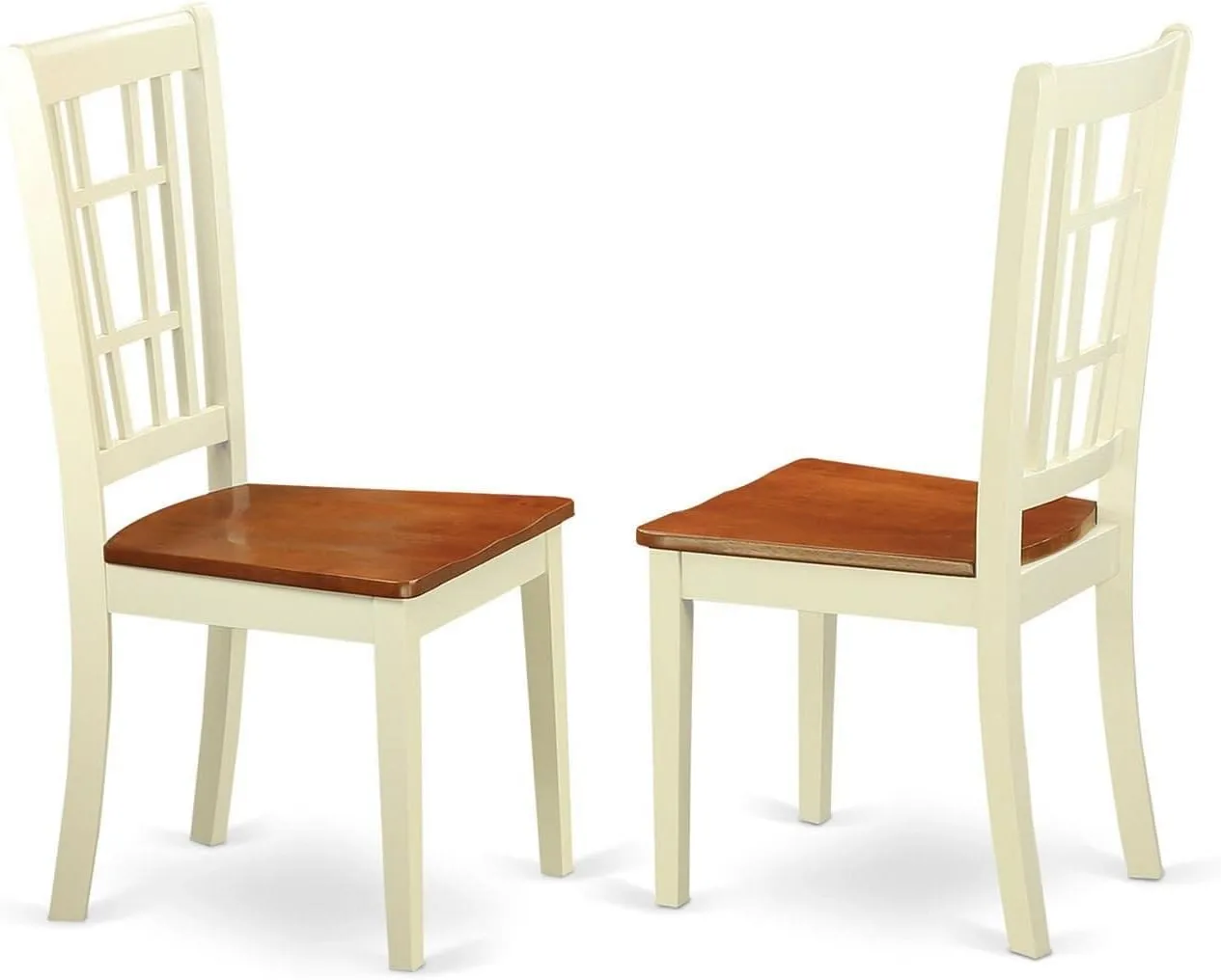 East West Furniture DLNI5-BMK-W 5 Piece Dinette Set for 4 Includes a Round Dining Room Table with Dropleaf and 4 Dining Chairs, 42x42 Inch, Buttermilk & Cherry
