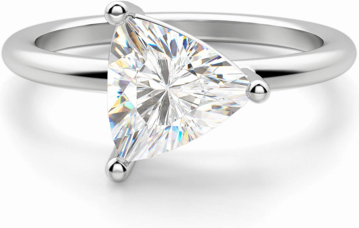 East West Classic Basket Engagement Ring, Trillion Cut 1.50CT, Colorless Moissanite Ring, 925 Sterling Silver, Promise Ring, Wedding Ring, Perfact for Gift Or As You Want
