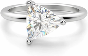 East West Classic Basket Engagement Ring, Trillion Cut 1.50CT, Colorless Moissanite Ring, 925 Sterling Silver, Promise Ring, Wedding Ring, Perfact for Gift Or As You Want