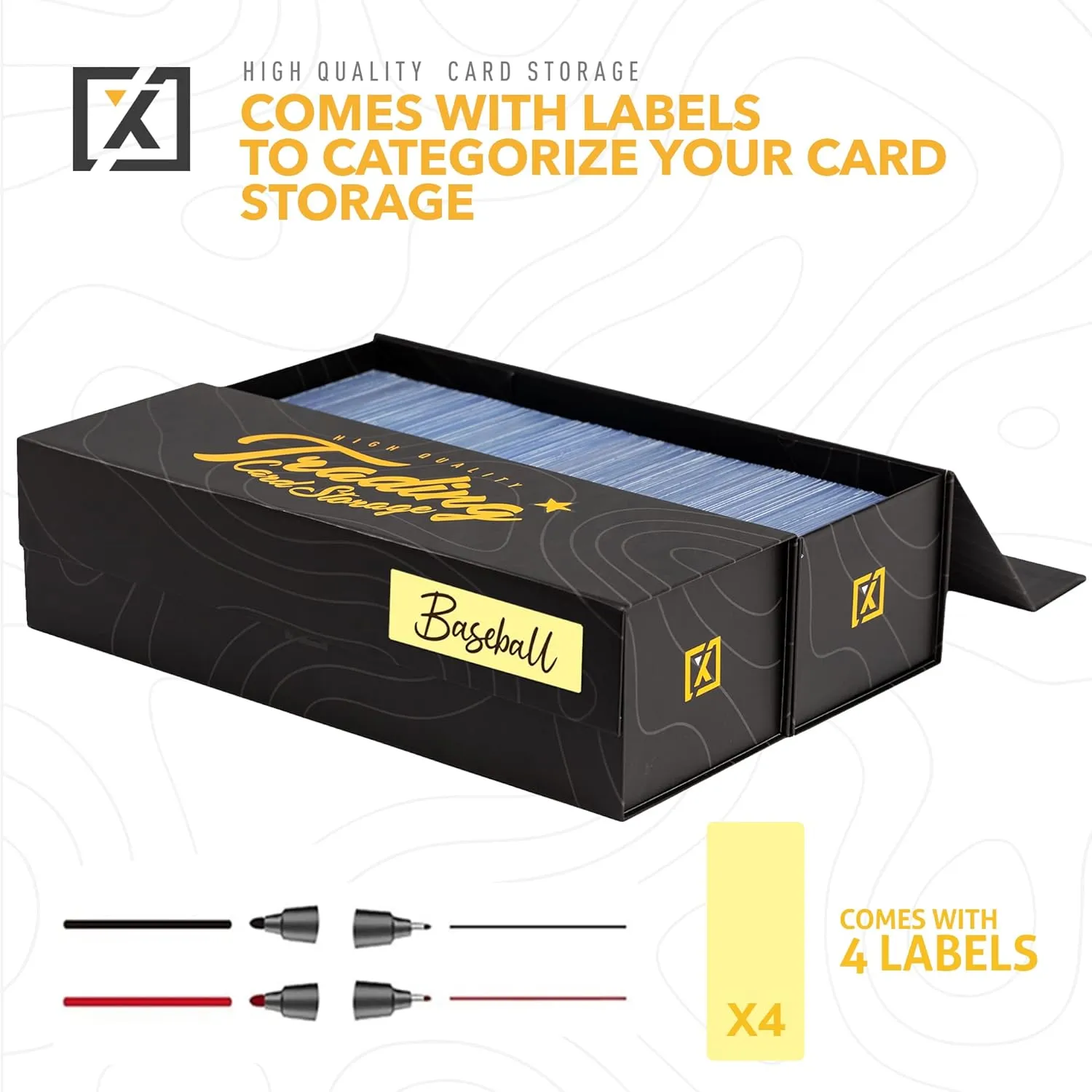 Easy Fold Trading Card Storage Box [1 PACK], Magnetic Lid, Comes with Labels | Fits 800 Cards, 200 Toploaders, 50 One Touch
