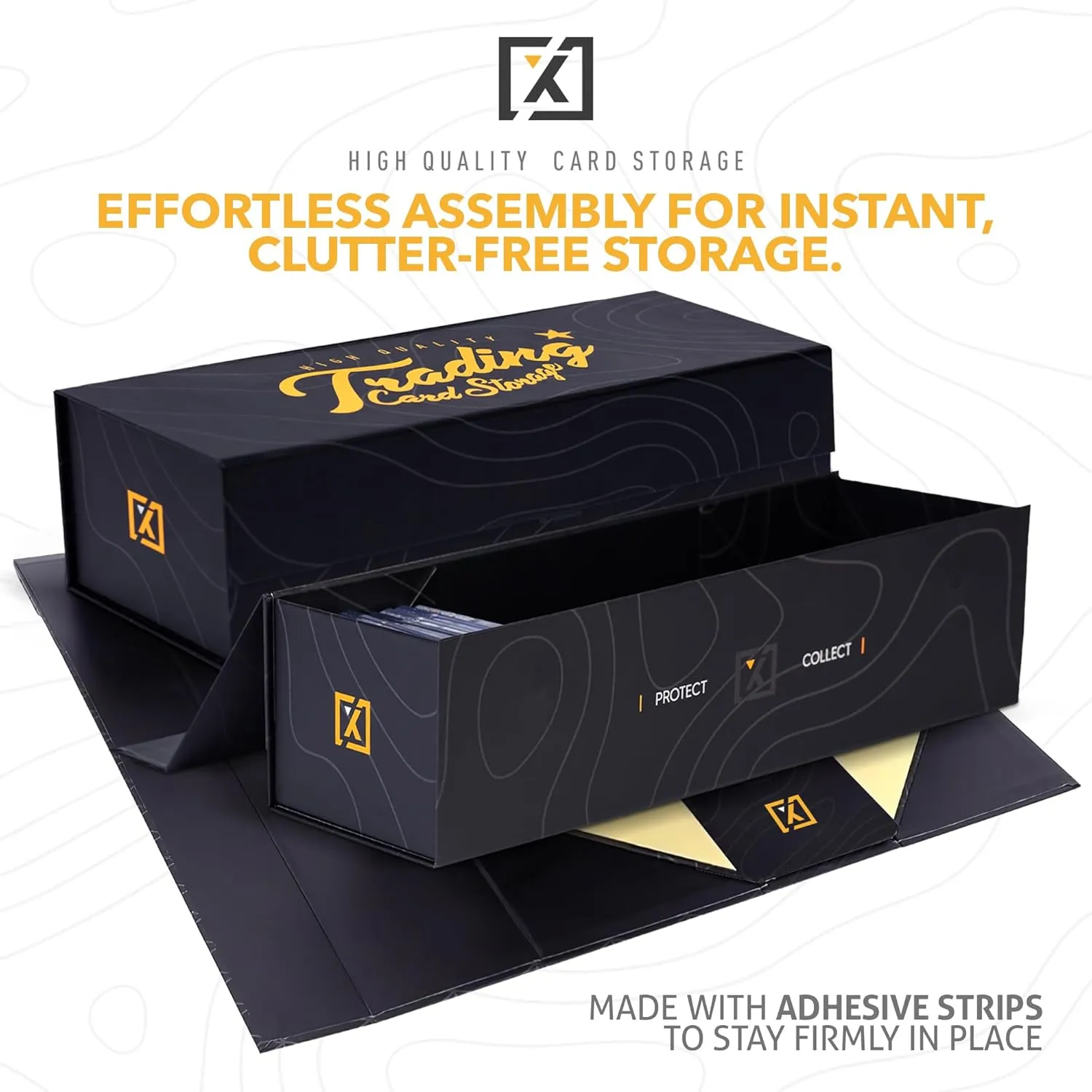 Easy Fold Trading Card Storage Box [1 PACK], Magnetic Lid, Comes with Labels | Fits 800 Cards, 200 Toploaders, 50 One Touch
